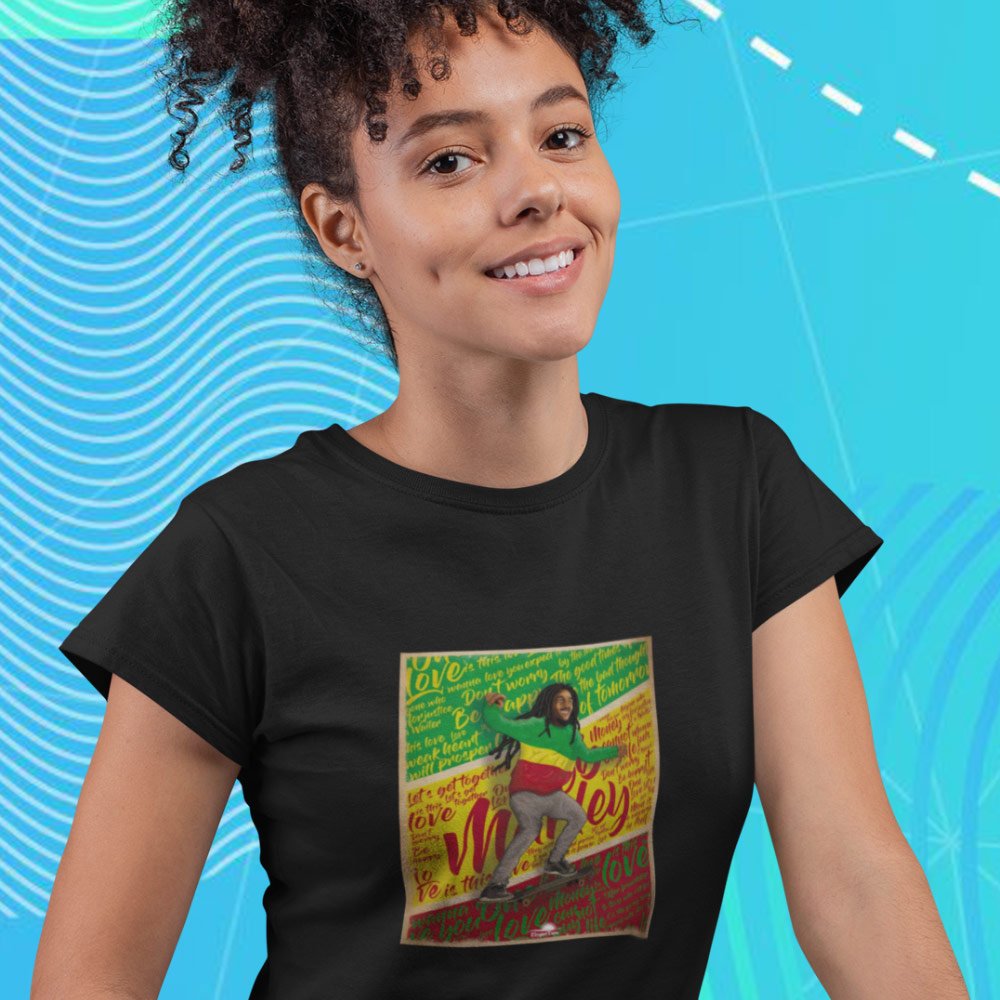 Pure Cotton Bio-Washed T-Shirt Chest Printed-Tribute to Bob Marley-Rock Music Legends-6-by ZingerTees-Unisex-EL9120360 - Image 4