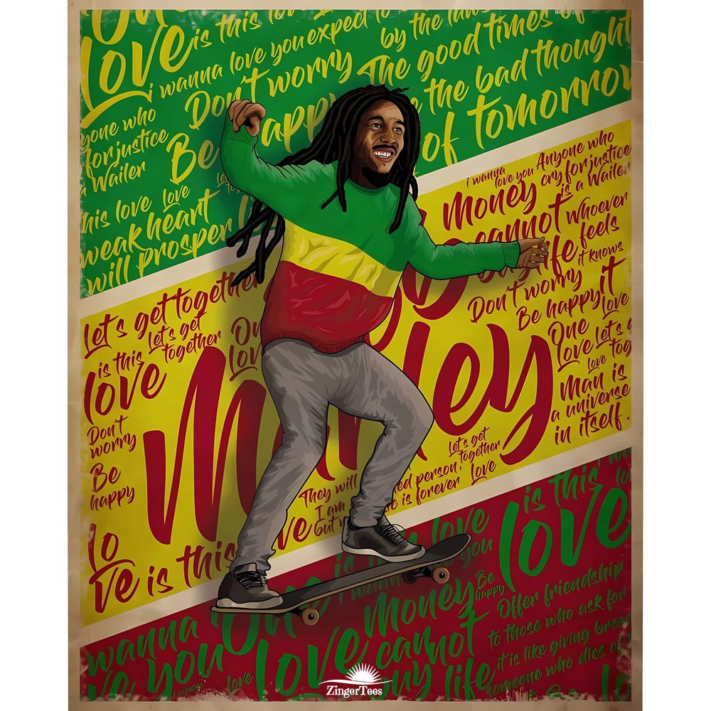 Pure Cotton Bio-Washed T-Shirt Chest Printed-Tribute to Bob Marley-Rock Music Legends-6-by ZingerTees-Unisex-EL9120360 - Image 10