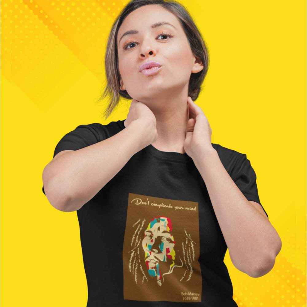 Pure Cotton Bio-Washed T-Shirt Chest Printed-Tribute to Bob Marley-Rock Music Legends-9-by ZingerTees-Unisex-EL9120363 - Image 3