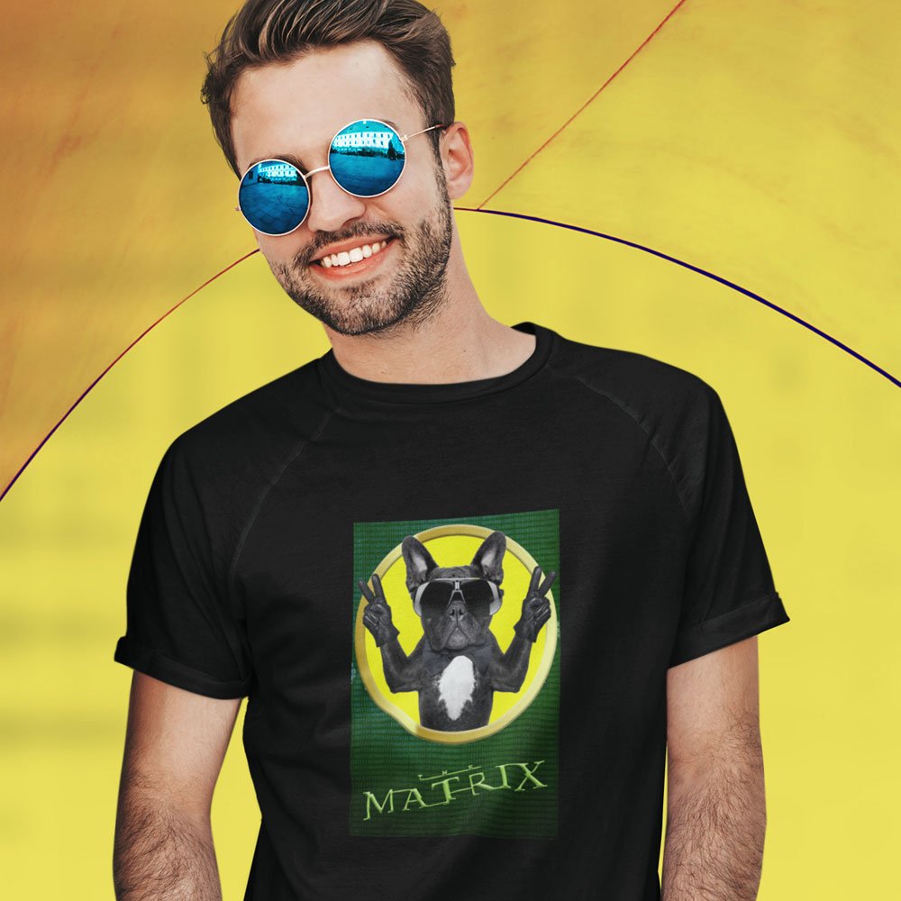 Pure Cotton Bio-Washed T-Shirt Chest Printed-Slogan Funny Dog-The Matrix-Design-13-by ZingerTees-Unisex-EL9120464 - Image 2
