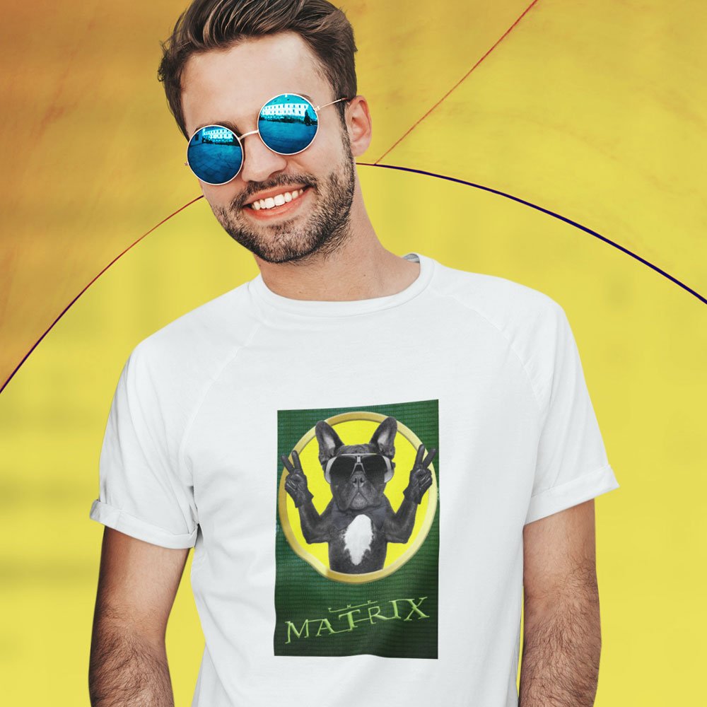 Pure Cotton Bio-Washed T-Shirt Chest Printed-Slogan Funny Dog-The Matrix-Design-13-by ZingerTees-Unisex-EL9120464 - Image 4