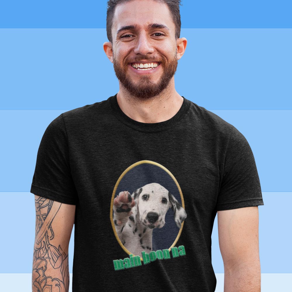 Pure Cotton Bio-Washed T-Shirt Chest Printed-Slogan Funny Dog-Main Hoon Na-Design-17-by ZingerTees-Unisex-EL9120468 - Image 2