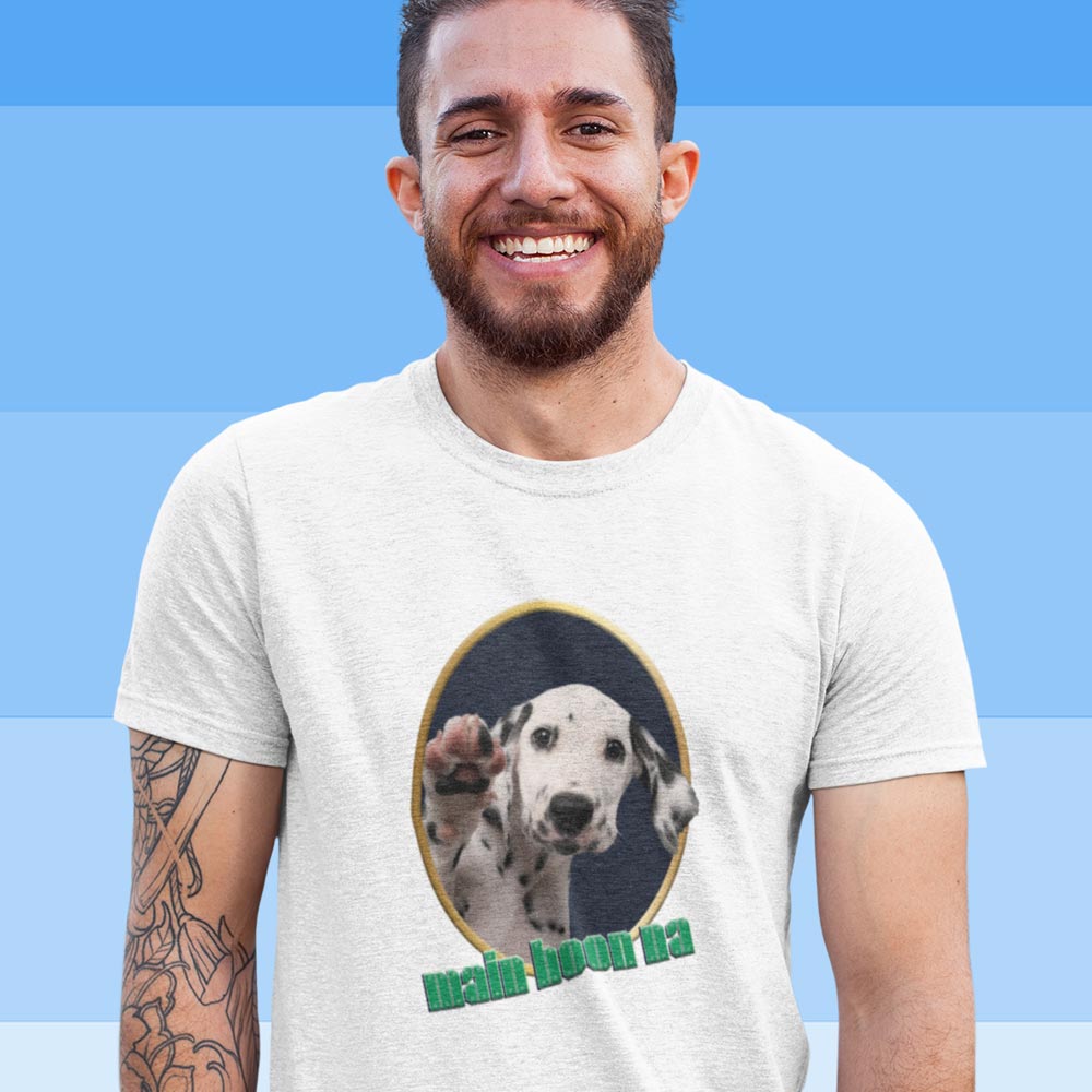 Pure Cotton Bio-Washed T-Shirt Chest Printed-Slogan Funny Dog-Main Hoon Na-Design-17-by ZingerTees-Unisex-EL9120468 - Image 4