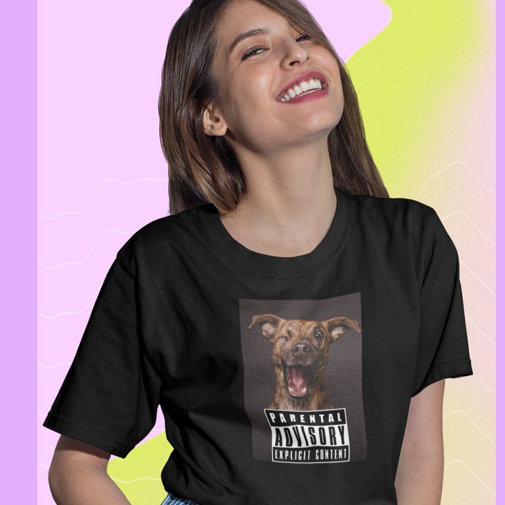 Pure Cotton Bio-Washed T-Shirt Chest Printed-Slogan Funny Dog-Parental Advisory-Design-18-by ZingerTees-Unisex-EL9120469 - Image 4