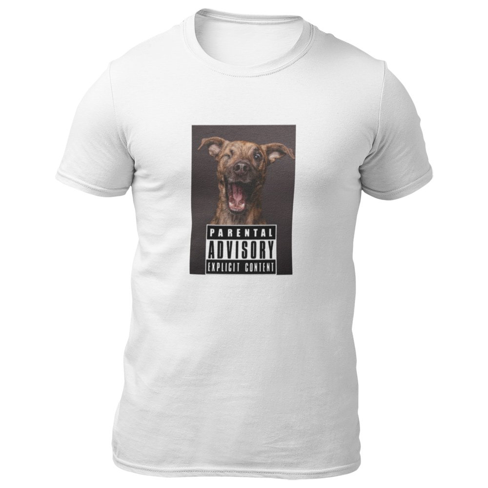 Pure Cotton Bio-Washed T-Shirt Chest Printed-Slogan Funny Dog-Parental Advisory-Design-18-by ZingerTees-Unisex-EL9120469 - Image 6
