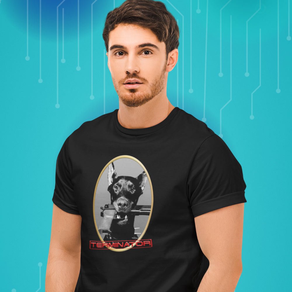 Pure Cotton Bio-Washed T-Shirt Chest Printed-Slogan Funny Dog-The Terminator-Design-19-by ZingerTees-Unisex-EL9120470 - Image 4