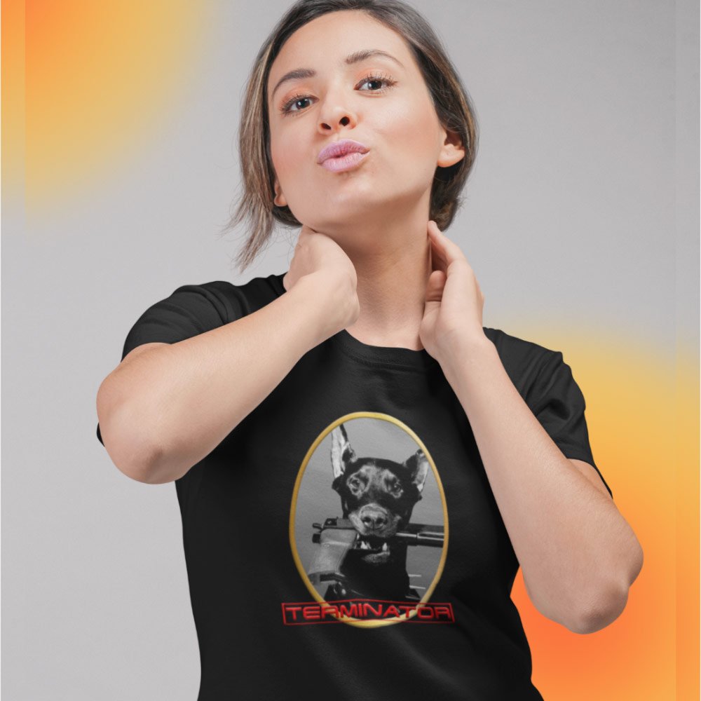 Pure Cotton Bio-Washed T-Shirt Chest Printed-Slogan Funny Dog-The Terminator-Design-19-by ZingerTees-Unisex-EL9120470