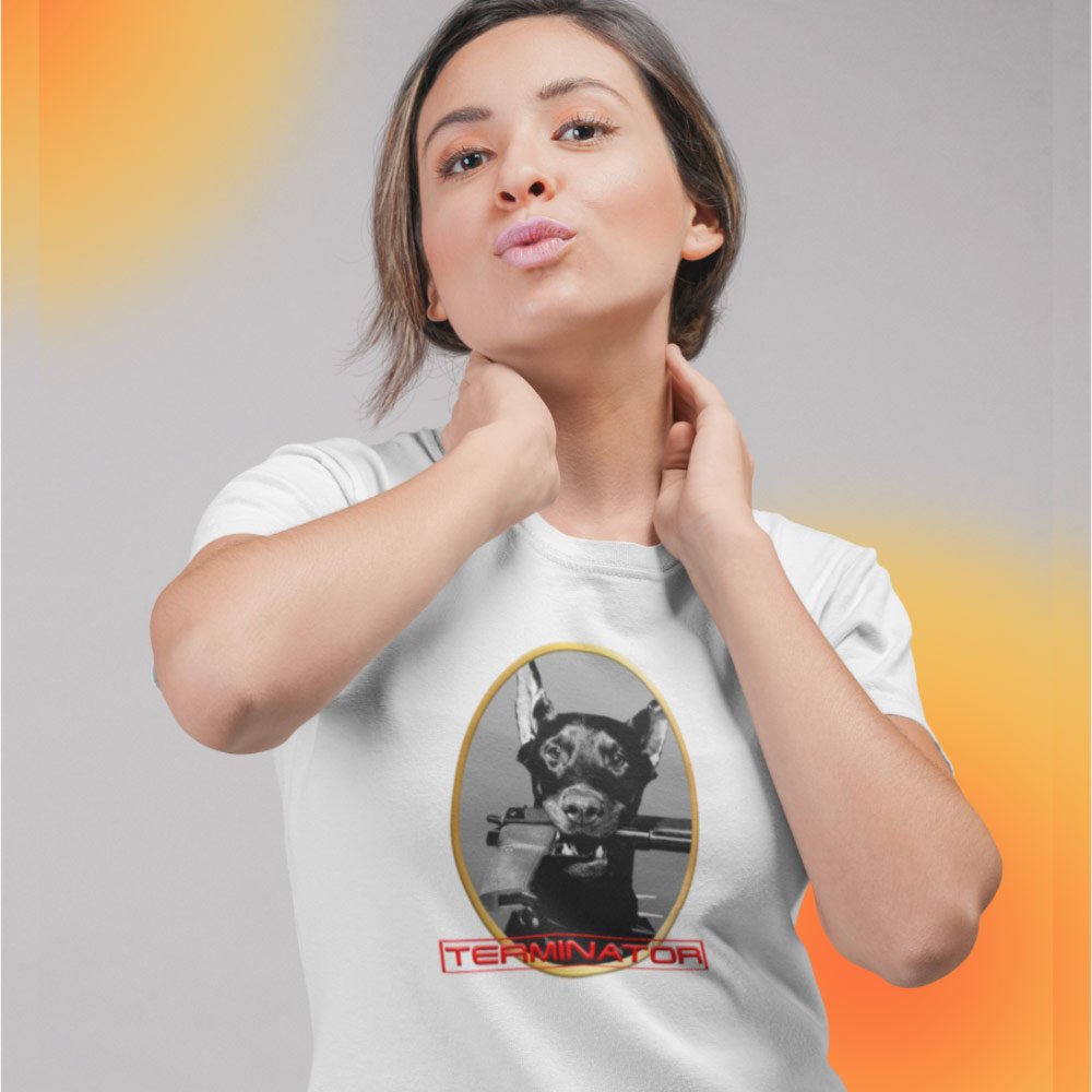 Pure Cotton Bio-Washed T-Shirt Chest Printed-Slogan Funny Dog-The Terminator-Design-19-by ZingerTees-Unisex-EL9120470 - Image 3