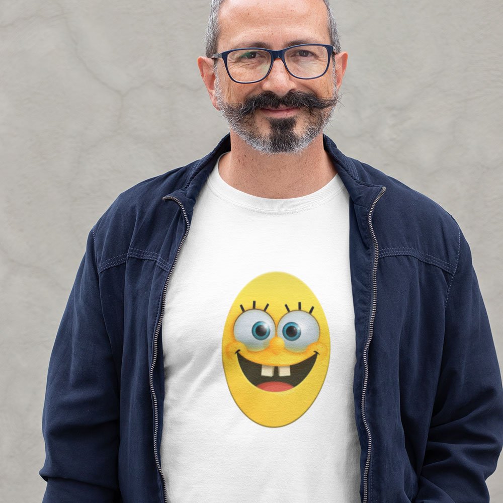 Pure Cotton Bio-Washed T-Shirt Chest Printed-Funny Egg head Emoji Design-9-by ZingerTees-Unisex-EL9120455 - Image 3