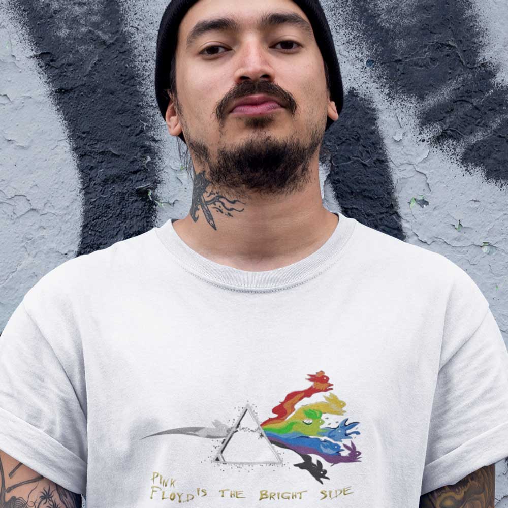 Pure Cotton Bio-Washed T-Shirt Chest Printed-Legends Series - Tribute to Pink Floyd Design No.2-by ZingerTees-Unisex-EL9120317 - Image 2