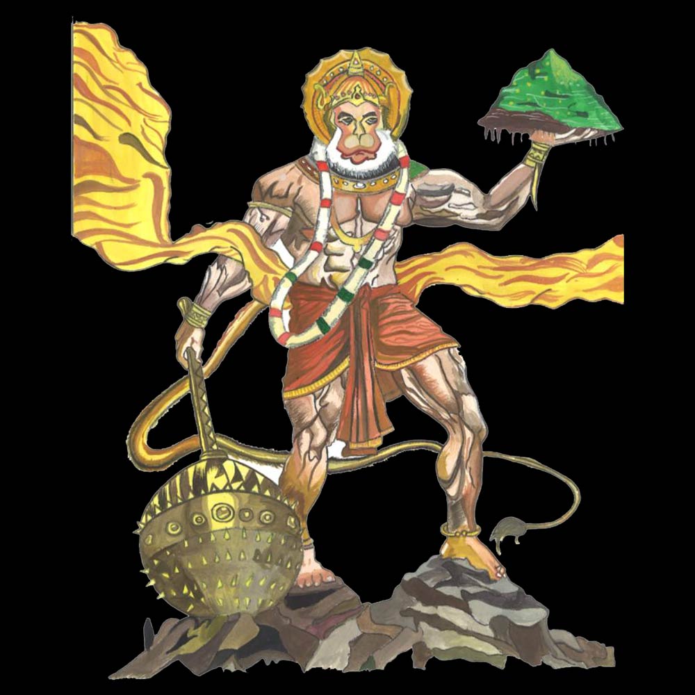 Pure Cotton Bio-Washed T-Shirt Chest Printed-Hindu God Hanuman-Design-4-by ZingerTees-Unisex-EL9120368 - Image 9