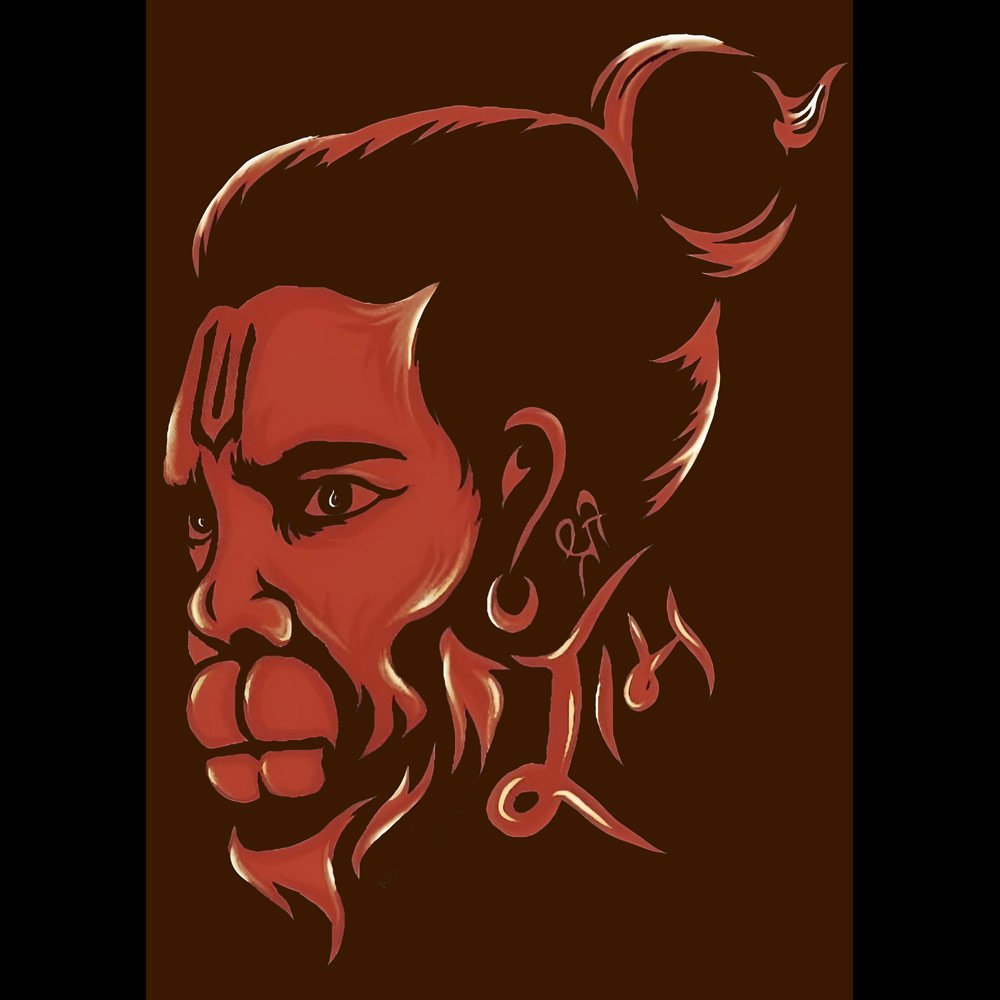 Pure Cotton Bio-Washed T-Shirt Chest Printed-Hindu God Hanuman-Design-6-by ZingerTees-Unisex-EL9120370 - Image 10