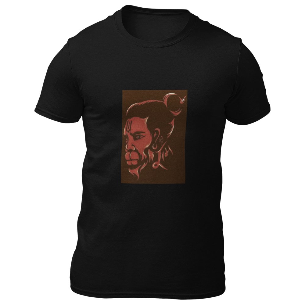Pure Cotton Bio-Washed T-Shirt Chest Printed-Hindu God Hanuman-Design-6-by ZingerTees-Unisex-EL9120370 - Image 7