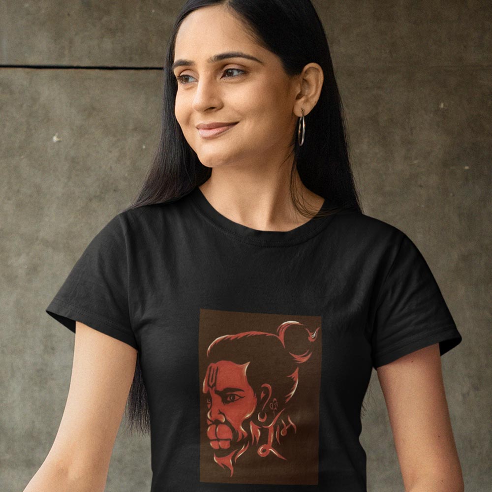 Pure Cotton Bio-Washed T-Shirt Chest Printed-Hindu God Hanuman-Design-6-by ZingerTees-Unisex-EL9120370 - Image 2