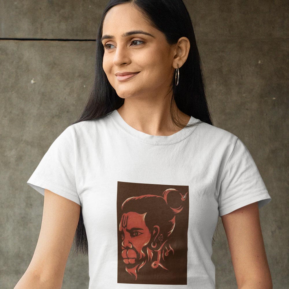 Pure Cotton Bio-Washed T-Shirt Chest Printed-Hindu God Hanuman-Design-6-by ZingerTees-Unisex-EL9120370 - Image 4