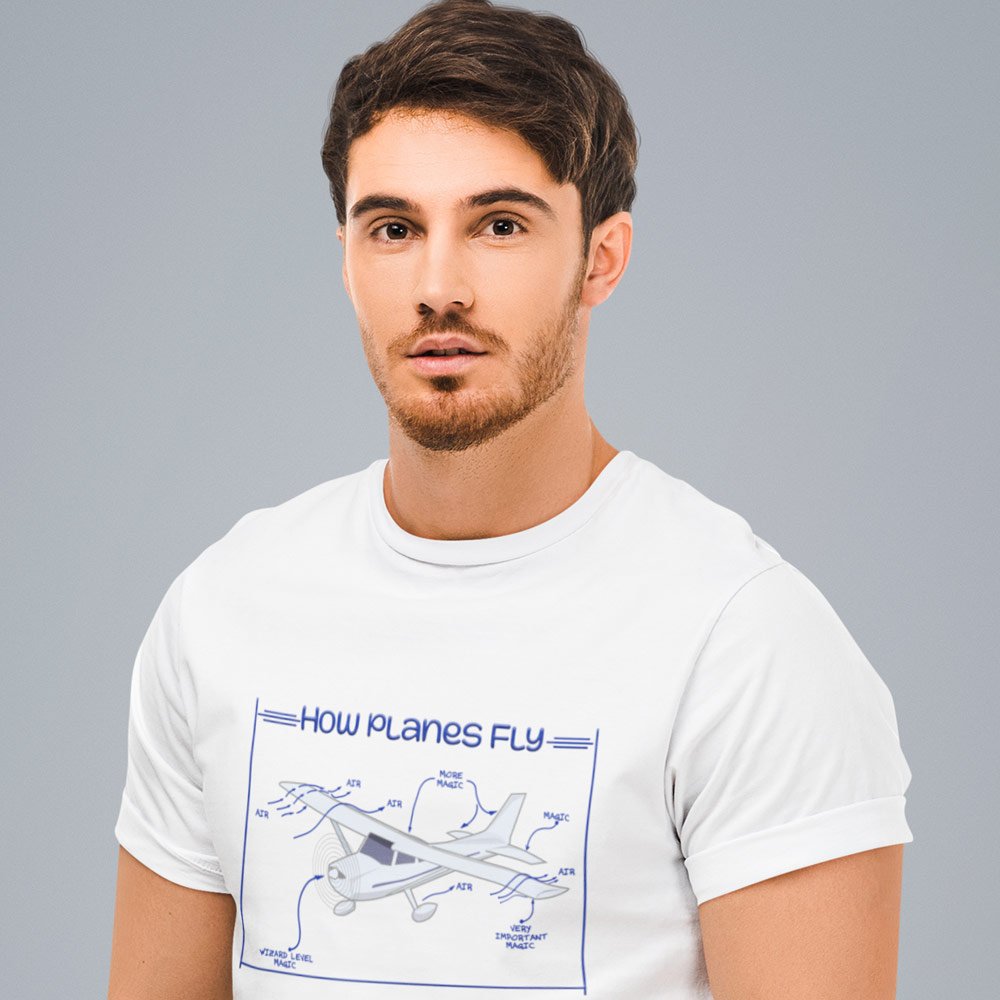 Pure Cotton Bio-Washed T-Shirt Chest Printed-Funny Design-How A Plane Flies-by ZingerTees-Unisex-EL9120335
