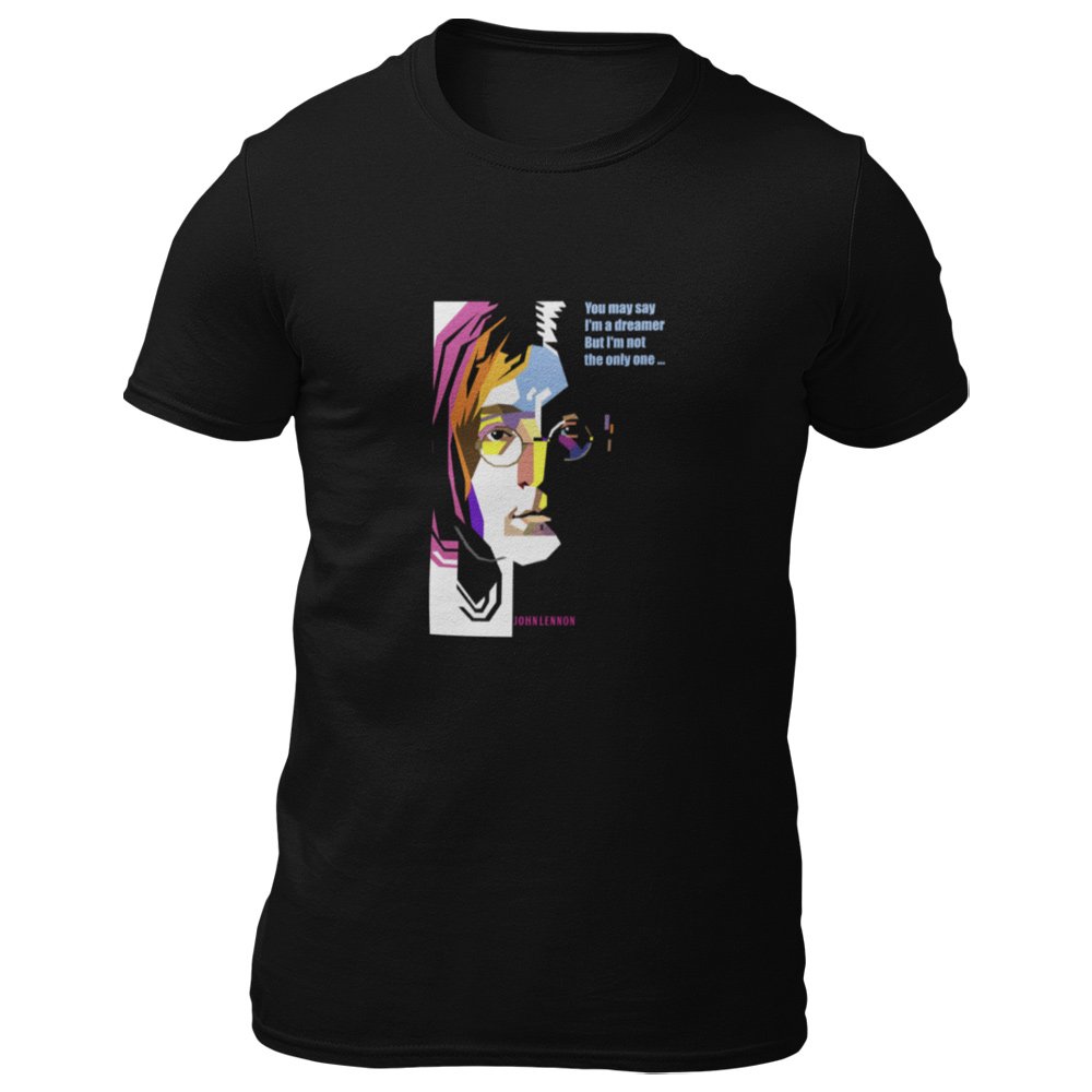 Pure Cotton Bio-Washed T-Shirt Chest Printed-Tribute to John Lennon-Rock Music Legends-1-by ZingerTees-Unisex-EL9120348 - Image 5