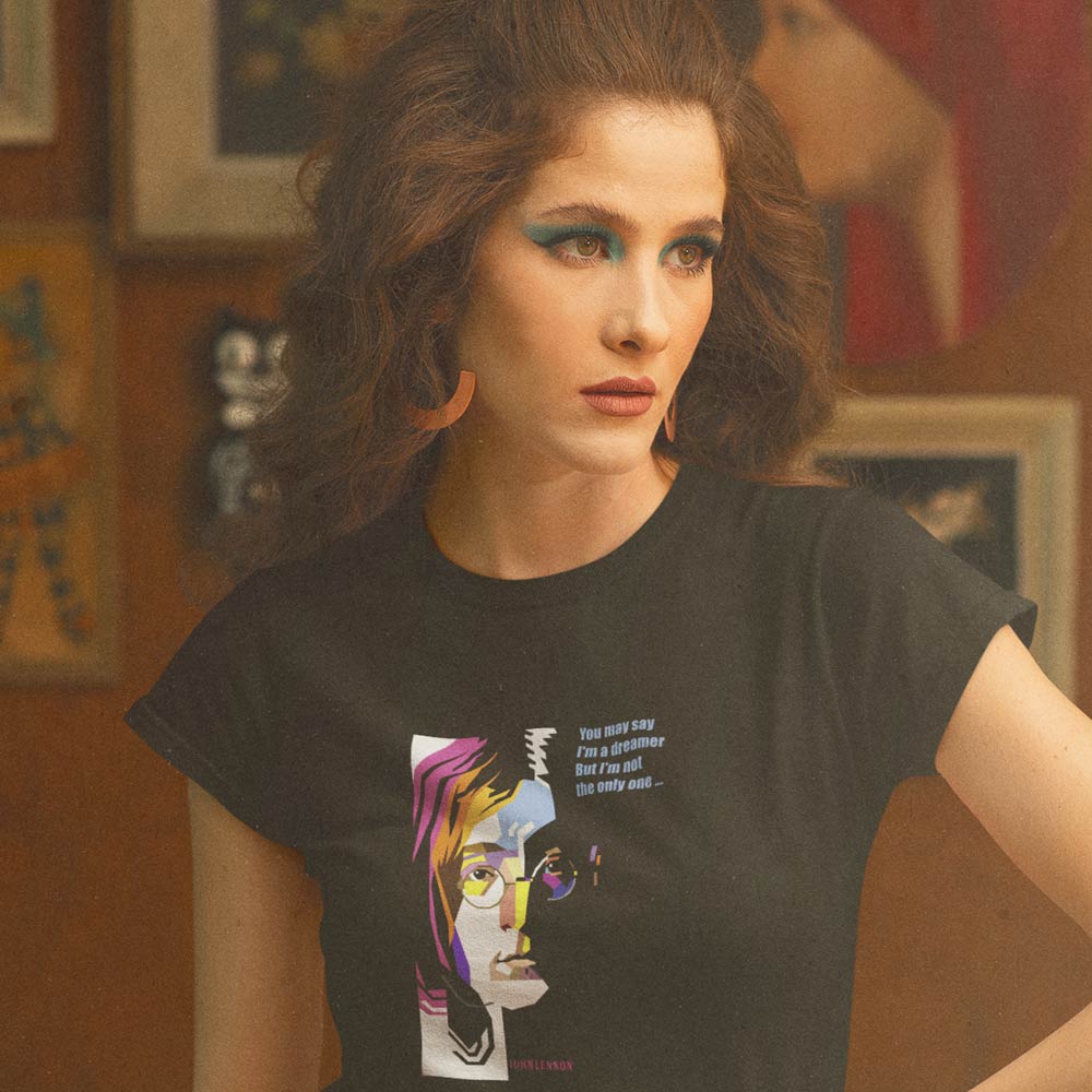 Pure Cotton Bio-Washed T-Shirt Chest Printed-Tribute to John Lennon-Rock Music Legends-1-by ZingerTees-Unisex-EL9120348 - Image 4