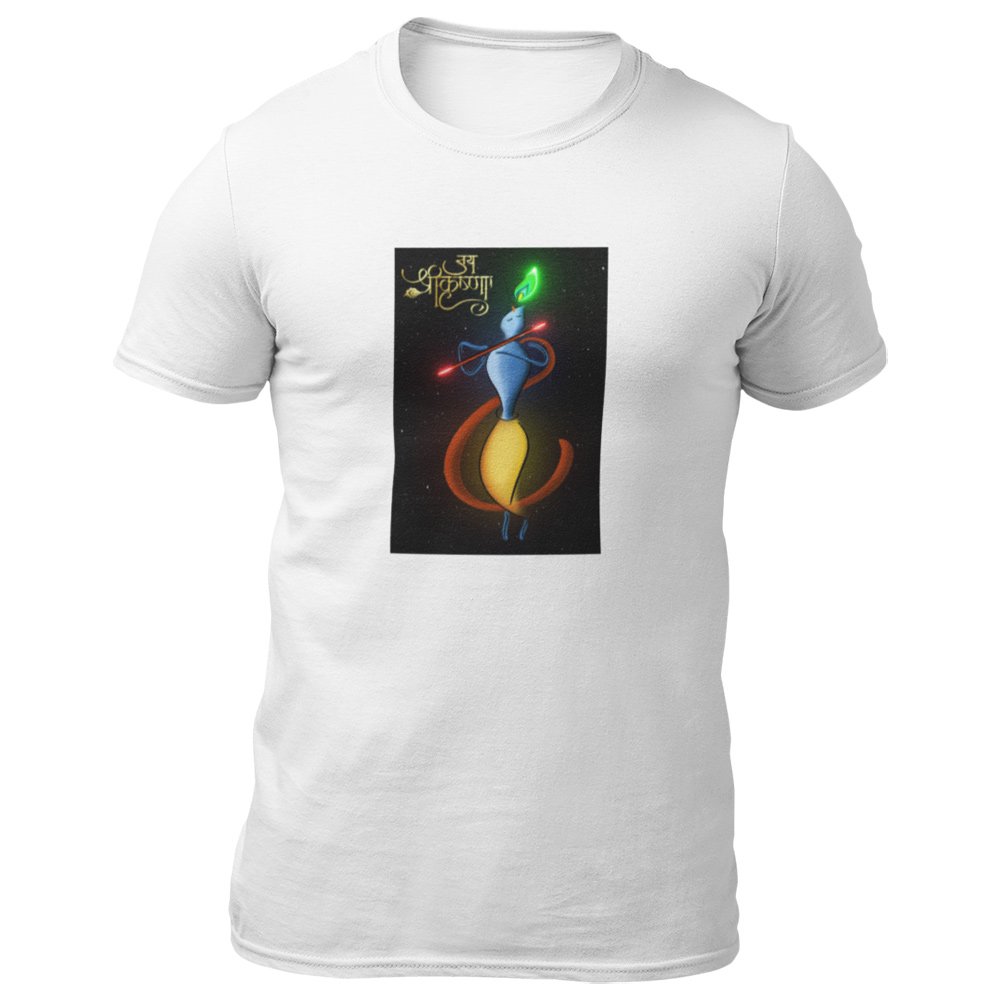 Pure Cotton Bio-Washed T-Shirt Chest Printed-Hindu God Lord Krishna-Design-3-by ZingerTees-Unisex-EL9120441 - Image 6