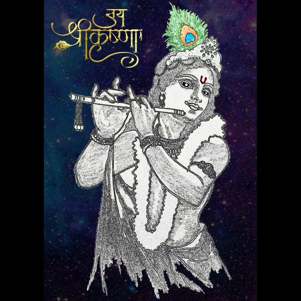 Pure Cotton Bio-Washed T-Shirt Chest Printed-Hindu God Lord Krishna-Design-4-by ZingerTees-Unisex-EL9120442 - Image 9