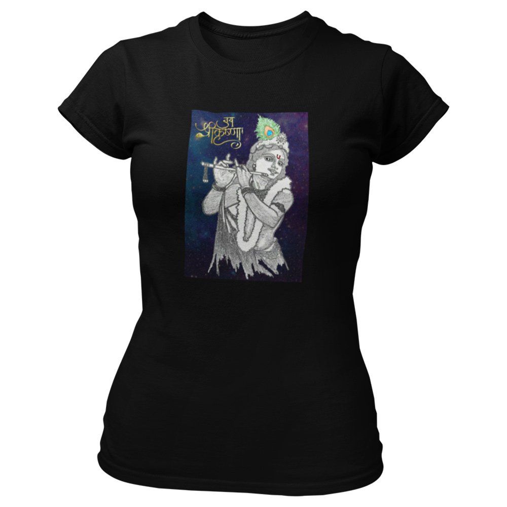 Pure Cotton Bio-Washed T-Shirt Chest Printed-Hindu God Lord Krishna-Design-4-by ZingerTees-Unisex-EL9120442 - Image 5