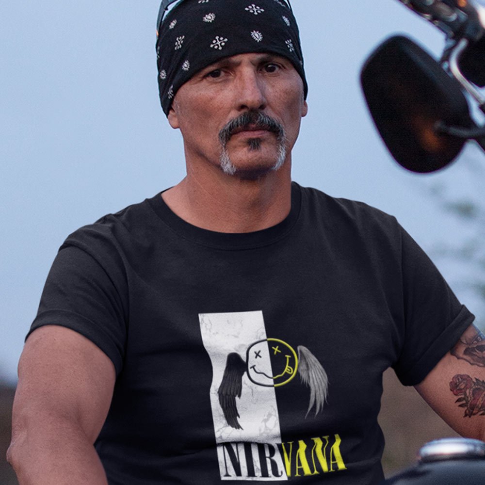 Pure Cotton Bio-Washed T-Shirt Chest Printed-Legends Series - Tribute to Rock Band Nirvana Design No.6-by ZingerTees-Unisex-EL9120328 - Image 2