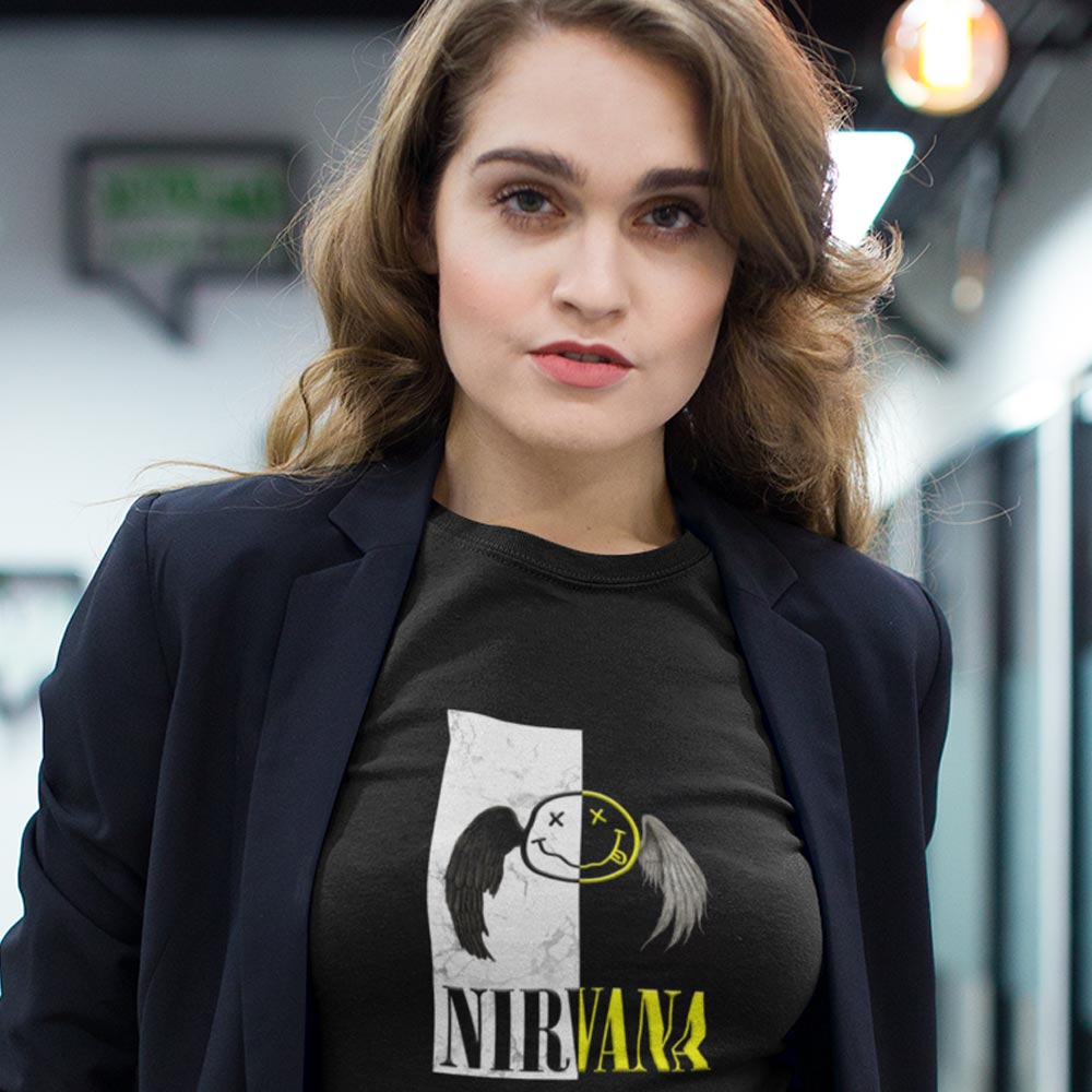 Pure Cotton Bio-Washed T-Shirt Chest Printed-Legends Series - Tribute to Rock Band Nirvana Design No.6-by ZingerTees-Unisex-EL9120328 - Image 3