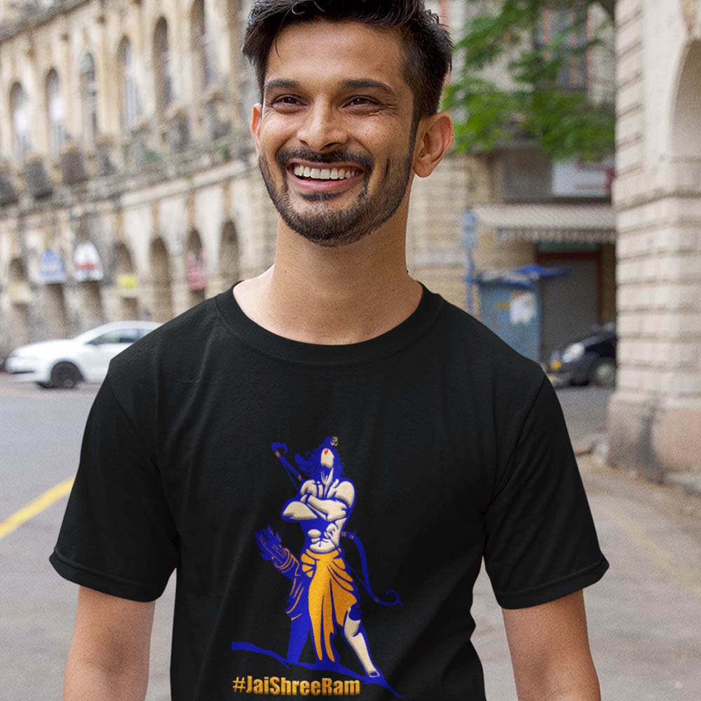 Pure Cotton Bio-Washed T-Shirt Chest Printed-Hindu God Lord Ram-Design-4-by ZingerTees-Unisex-EL9120371 - Image 2