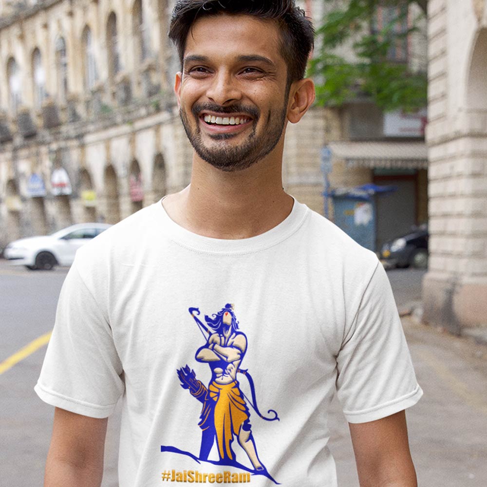 Pure Cotton Bio-Washed T-Shirt Chest Printed-Hindu God Lord Ram-Design-4-by ZingerTees-Unisex-EL9120371 - Image 4