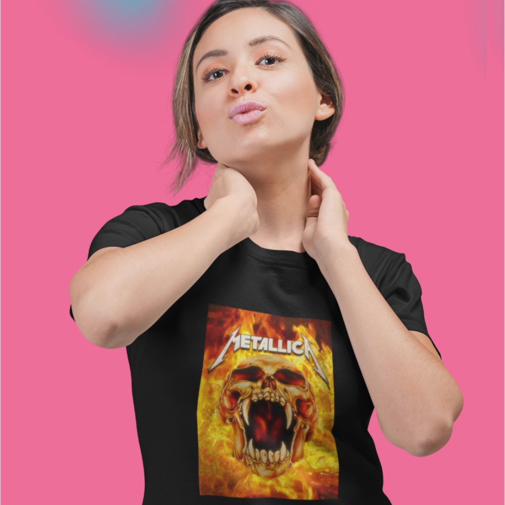 Pure Cotton Bio-Washed T-Shirt Chest Printed-Tribute to Metallica-Rock Music-Design-1-by ZingerTees-Unisex-EL9120479 - Image 4