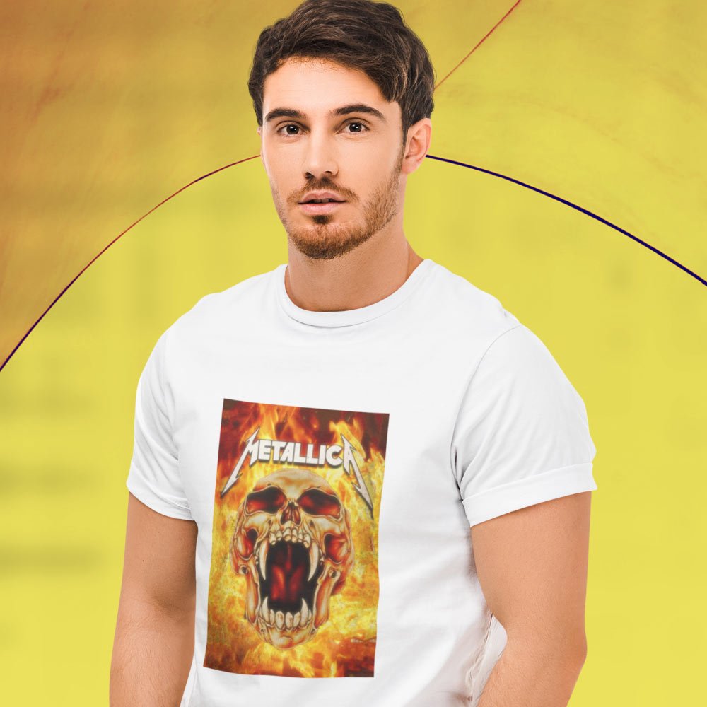 Pure Cotton Bio-Washed T-Shirt Chest Printed-Tribute to Metallica-Rock Music-Design-1-by ZingerTees-Unisex-EL9120479 - Image 3