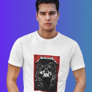 Pure Cotton Bio-Washed T-Shirt Chest Printed-Tribute to Metallica-Rock Music-Design-3-by ZingerTees-Unisex-EL9120481