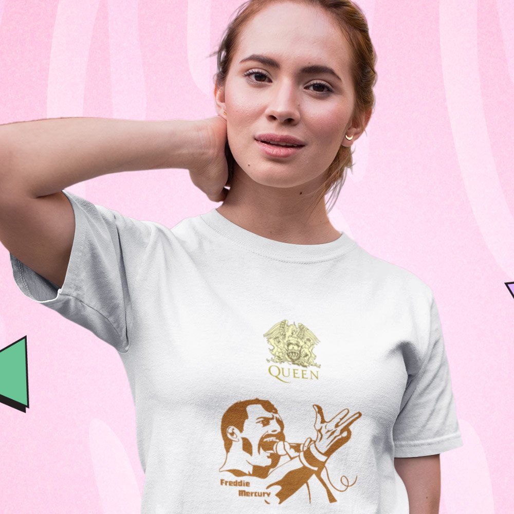 Pure Cotton Bio-Washed T-Shirt Chest Printed-Tribute to Queen-Freddie Mercury-Rock Music-Design-10-by ZingerTees-Unisex-EL9120498 - Image 3