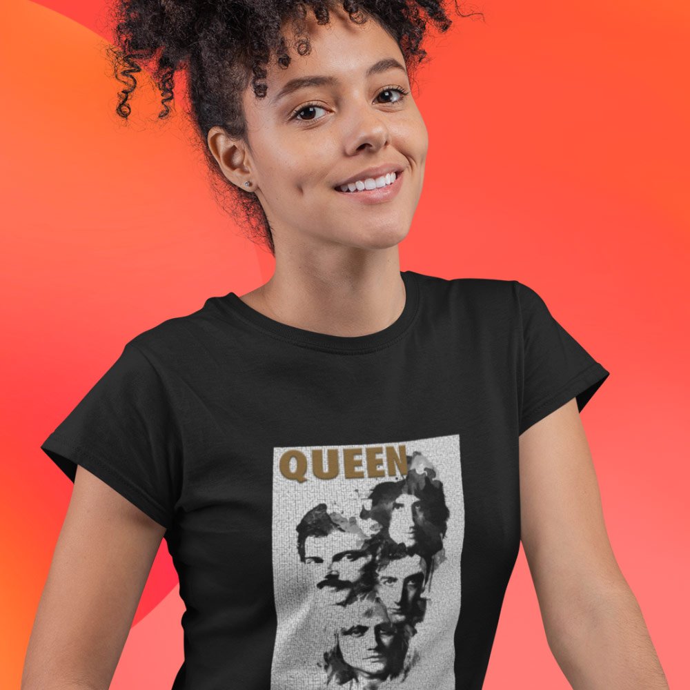 Pure Cotton Bio-Washed T-Shirt Chest Printed-Tribute to Queen-Freddie Mercury-Rock Music-Design-2-by ZingerTees-Unisex-EL9120490