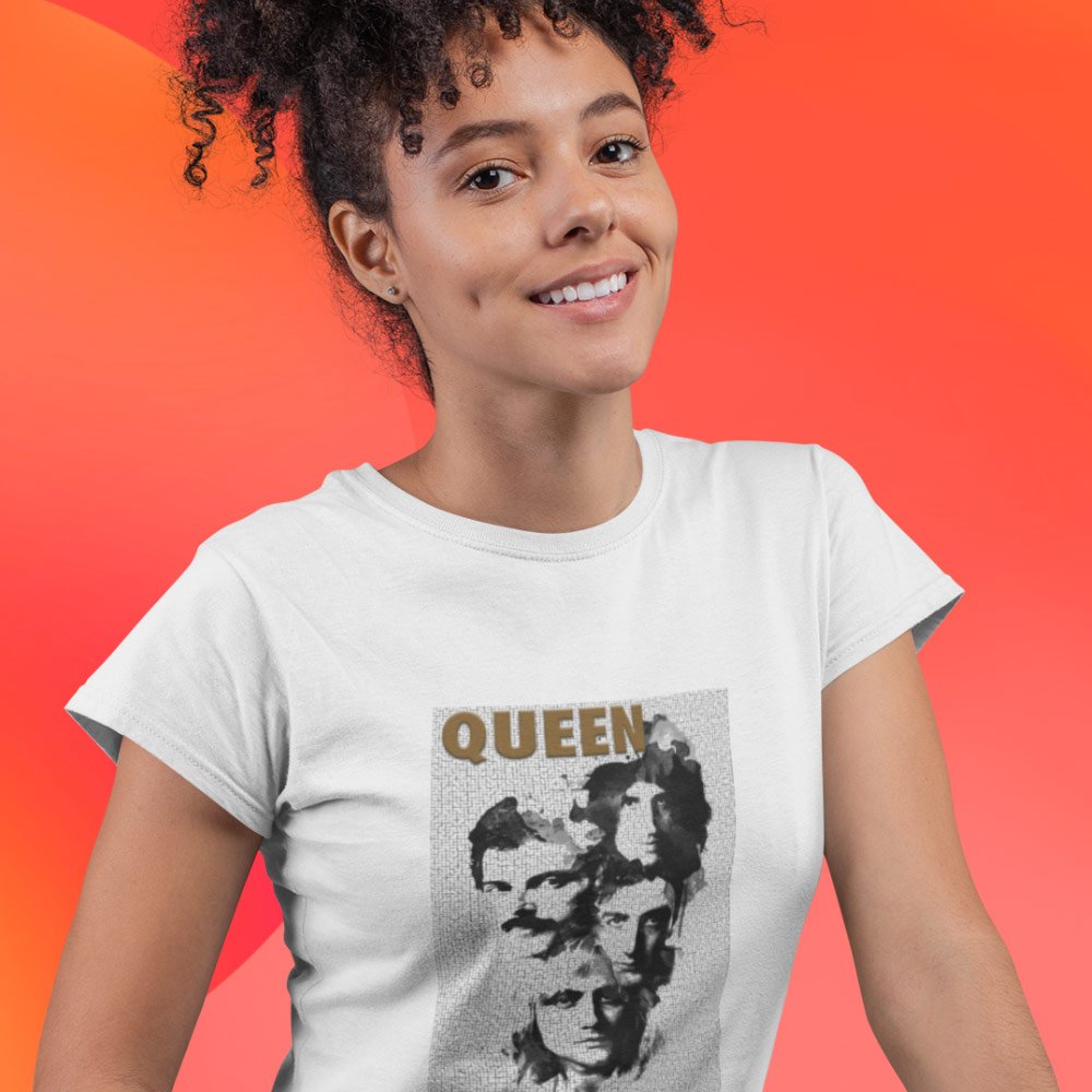Pure Cotton Bio-Washed T-Shirt Chest Printed-Tribute to Queen-Freddie Mercury-Rock Music-Design-2-by ZingerTees-Unisex-EL9120490 - Image 3