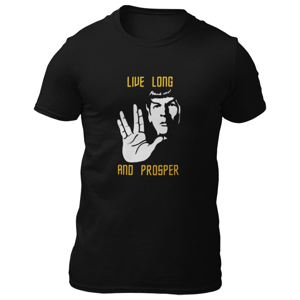 Pure Cotton Bio-Washed T-Shirt Chest Printed-Sifi Series-Live Long and Prosper-Spock-Design-1-by ZingerTees-Unisex-EL9120471 - Image 5