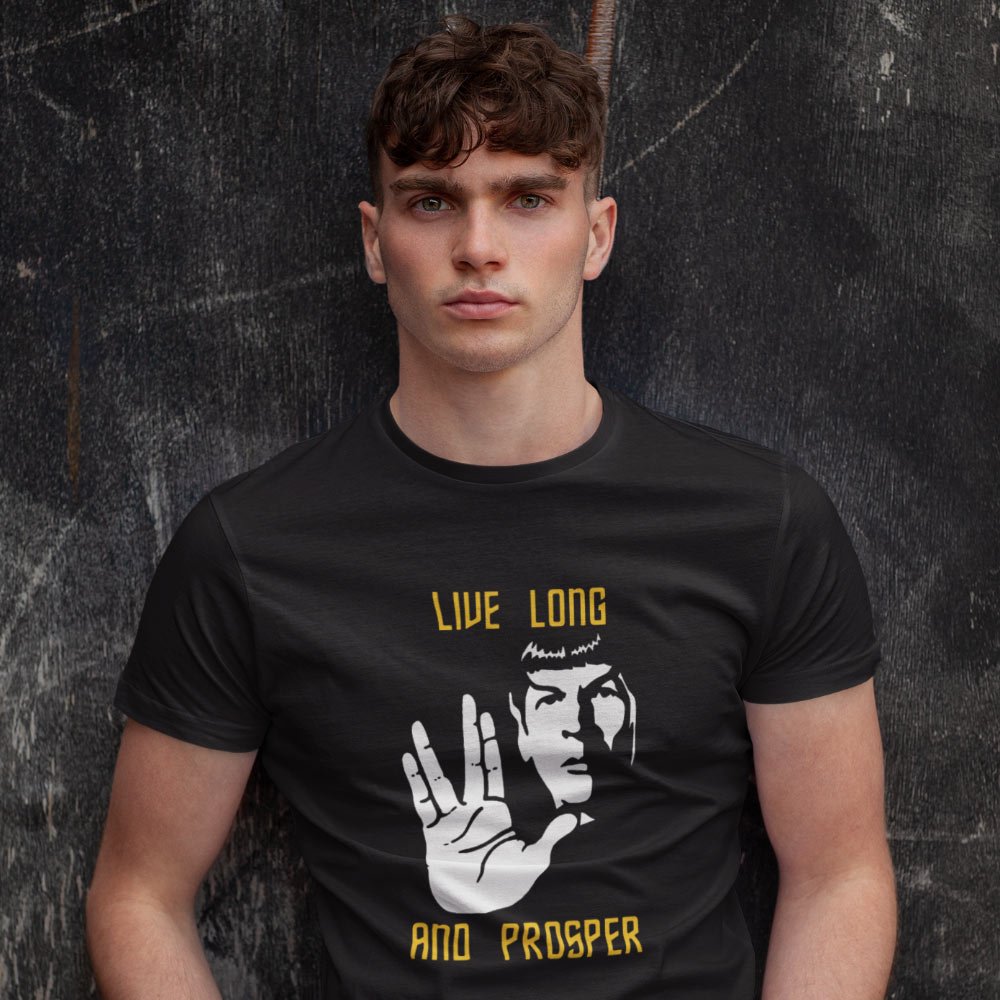 Pure Cotton Bio-Washed T-Shirt Chest Printed-Sifi Series-Live Long and Prosper-Spock-Design-1-by ZingerTees-Unisex-EL9120471