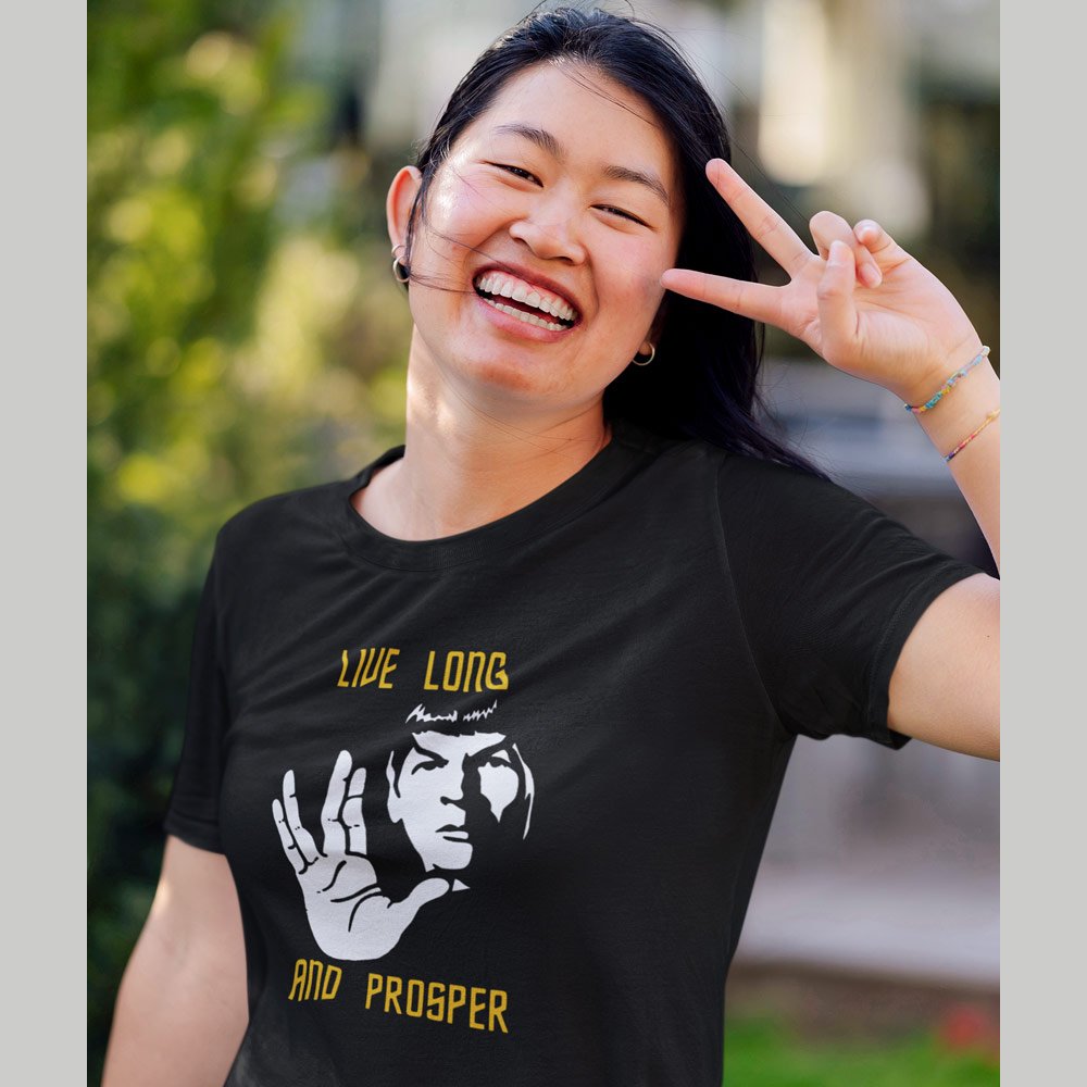 Pure Cotton Bio-Washed T-Shirt Chest Printed-Sifi Series-Live Long and Prosper-Spock-Design-1-by ZingerTees-Unisex-EL9120471 - Image 4