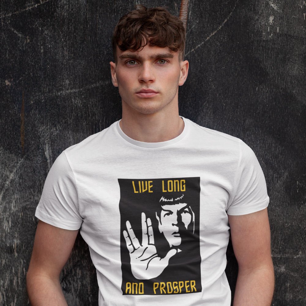 Pure Cotton Bio-Washed T-Shirt Chest Printed-Sifi Series-Live Long and Prosper-Spock-Design-1-by ZingerTees-Unisex-EL9120471 - Image 3
